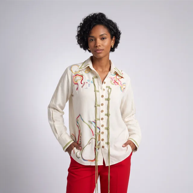 The Scribble Embroidery Shirt | Abstract Embroidered Shirt