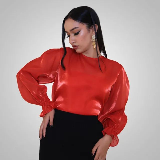 Scarlet Ribbon Organza Top