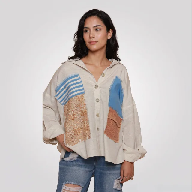 Soft Canvas Patchwork Shirt