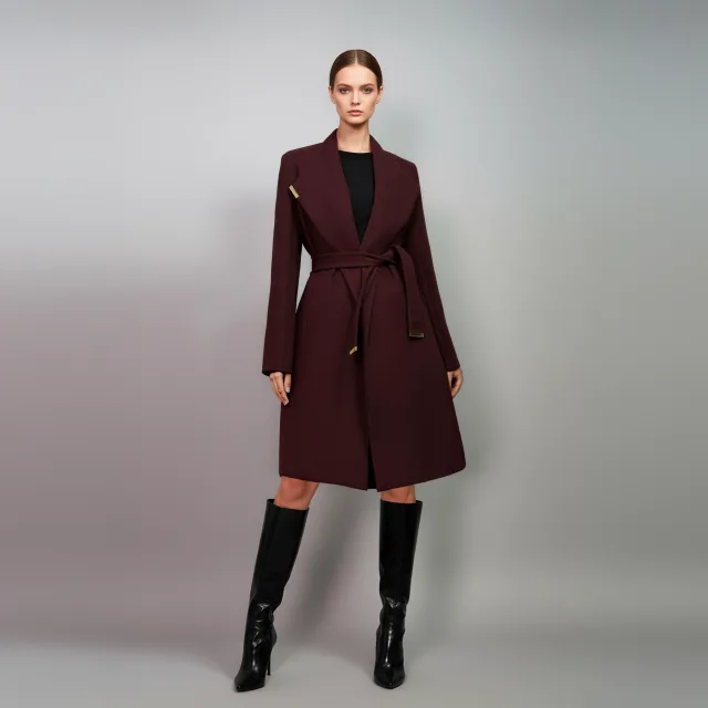 Plum Tailored Wrap Coat