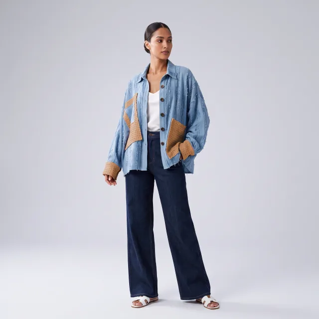 Blue Cloud Patchwork Shirt