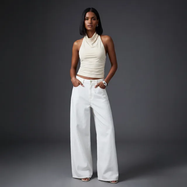 Ivory Drape Neck Halter Top