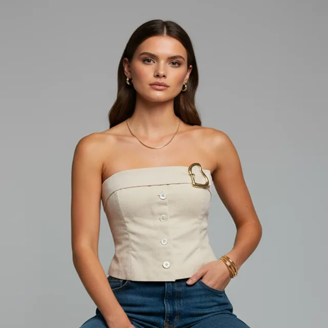 Desert Sand Corduroy Bustier Top