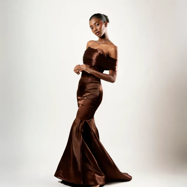 Evening Mermaid Draped Gown