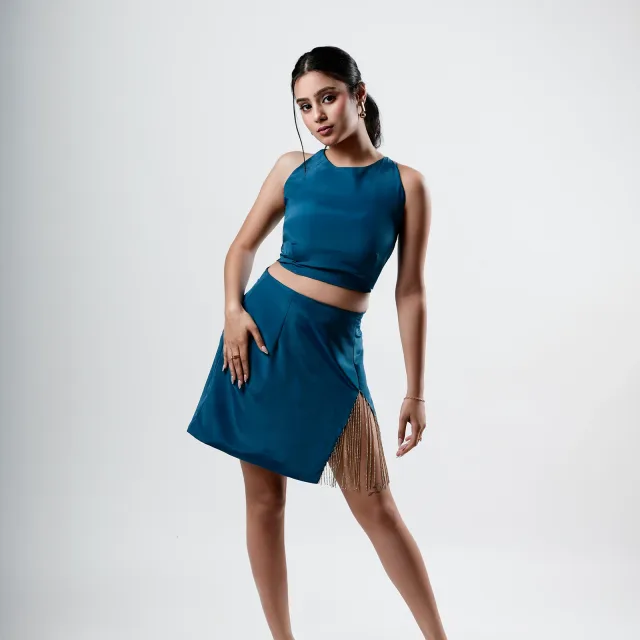 Midnight Teal Fringe Co-ord Set