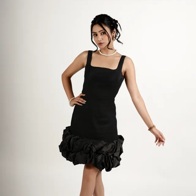 Noir Ruffled Mini Dress