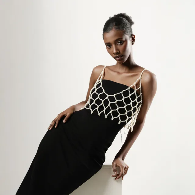 Intricate Pearl Net Overlay
