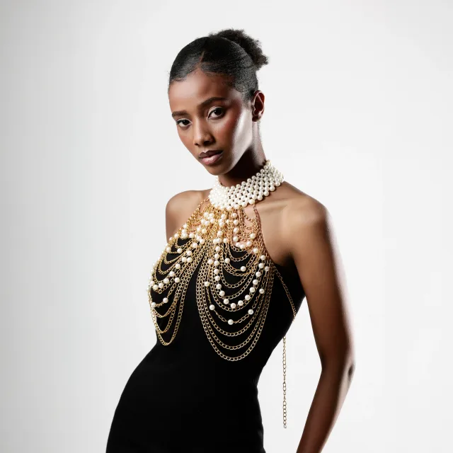 Opulent Pearl Cascade Body Chain