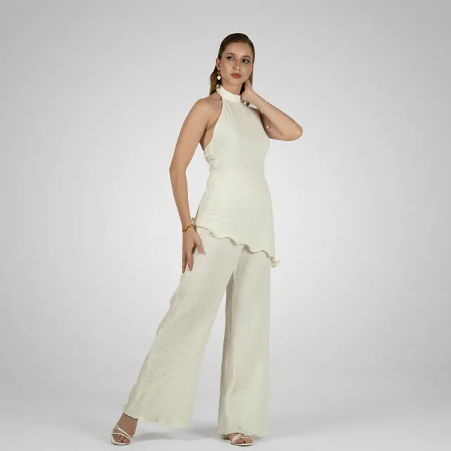 Crêpe Halter Two-Piece Ensemble