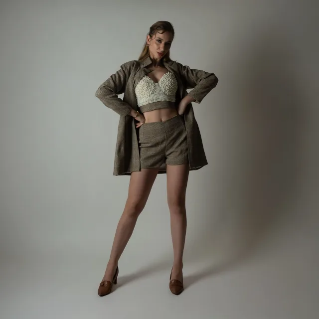 Heritage Tweed Top, Blazer and Shorts Set