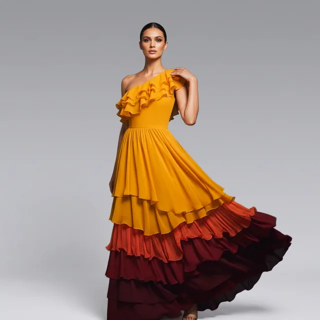 Sienna Tiered Ruffle Gown
