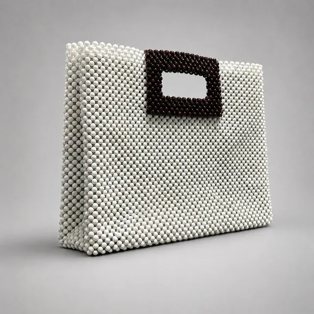 Ivory Beaded Square Handle Clutch