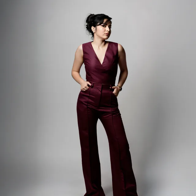 Merlot Crepe Vest & Trouser Set