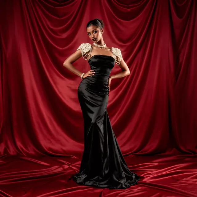 Noir  Strapless Gown