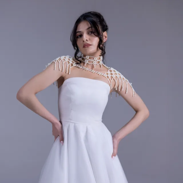 Luminous Draped Pearl Shoulder & Choker