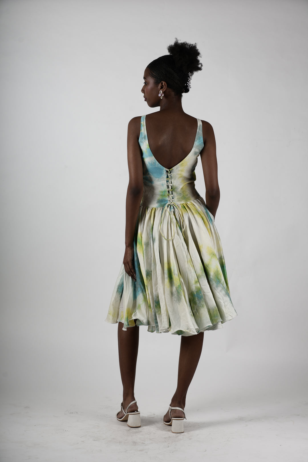 Whimsical Tie dye Gathered Midi Dress